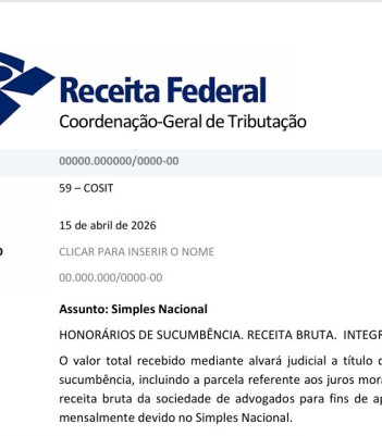 RFB: HONORÁRIOS SUCUMBENCIAIS ...